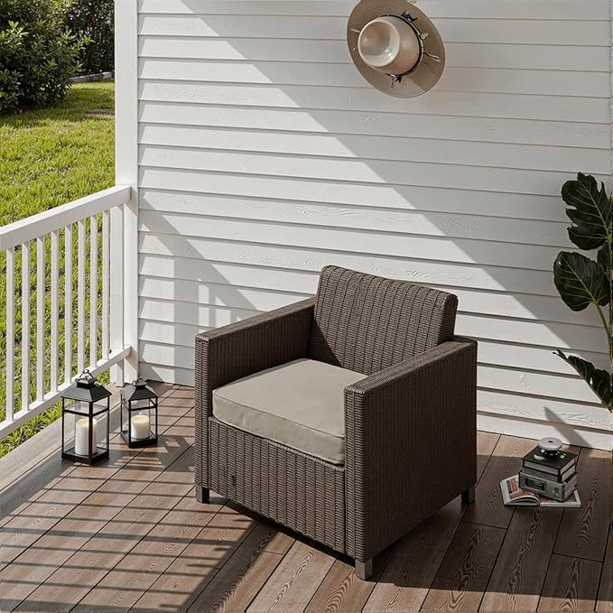 Outdoor Chair Cushions 24 x 24 x 4 Inch, Waterproof & Fade Resistant Patio Seat Cushion for Furniture with Handle and Ties, Thick Seating Pads for Outside Sofa Couch Set of 2, Cream