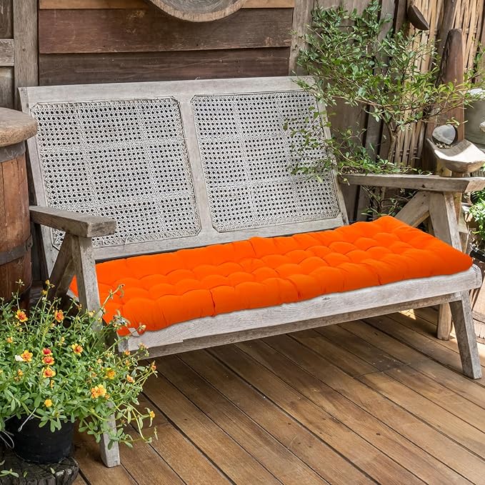 Bucherry 67 x 19 Inch Chaise Lounge Cushions Soft Lounge Chair Cushion Gravity Chair Cushion Sofa Lawn Furniture Cushion Pad with 6 Tie for Outdoor Indoor Patio Home Without Headrest (Orange,2 Pcs)