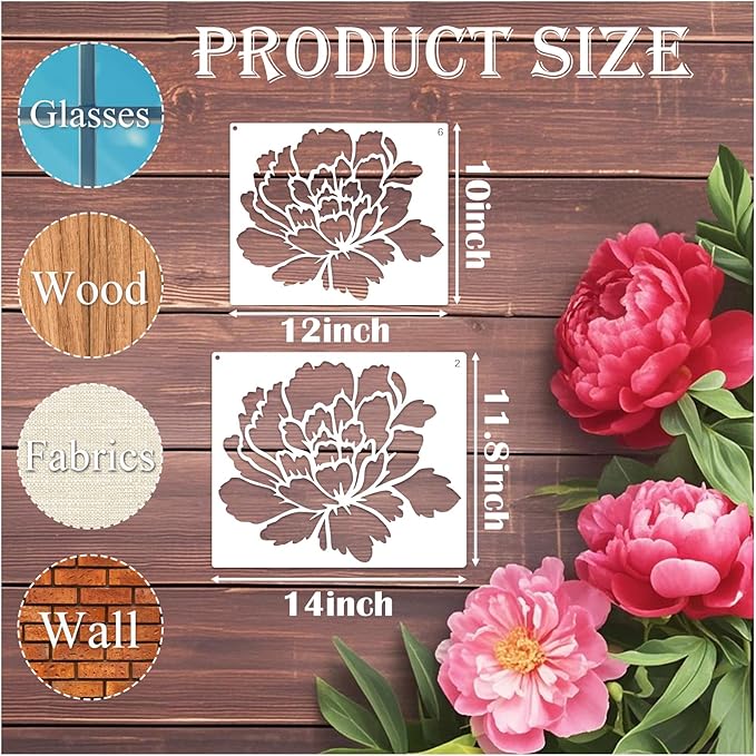 Large Flower Fence Stencils for Painting Outdoors Garden Extra Fence Peony Lace Floral Stencil Templates on Wood Furniture Wall Mural (fence10)
