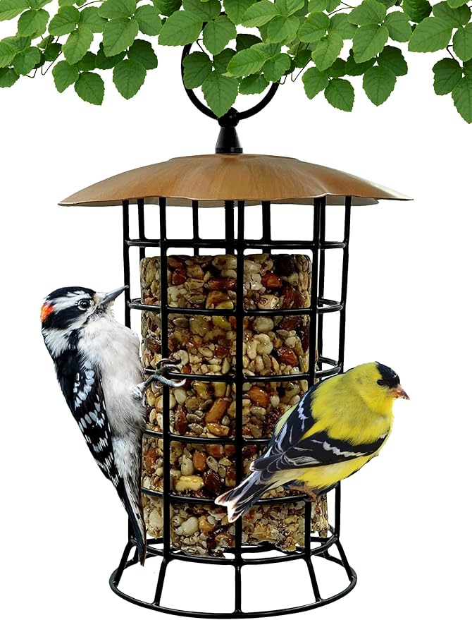 Songbird Essentials Copper Roof Suet Log Feeder