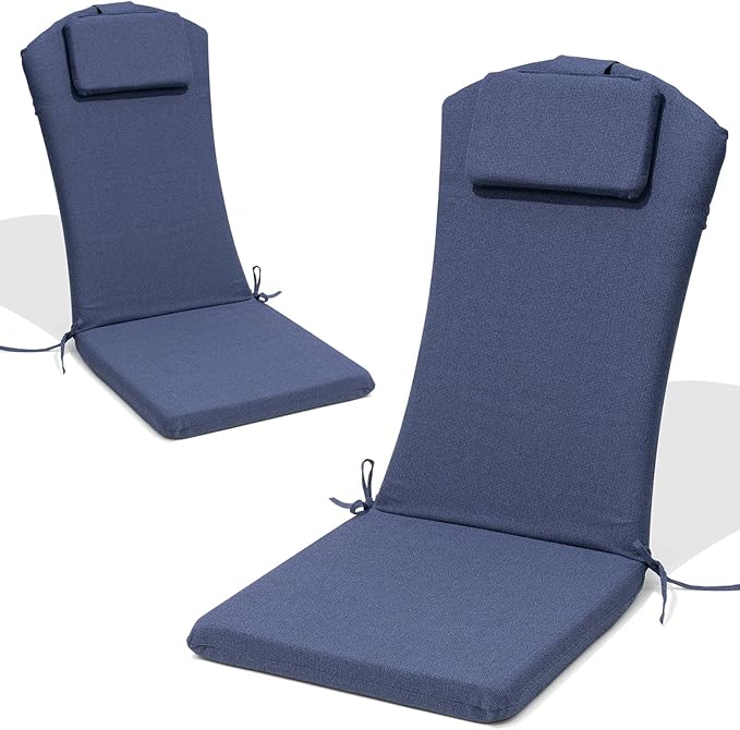 Crestlive 50x20 Inch Adirondack Chair Cushion with Headrest, Water Repellent, Fade Resistant, High Back Outdoor Rocking Chair Cushion for Patio, Sky