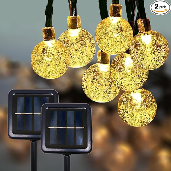 Solar Globle String Light Outdoor Waterproof Garden Decor Fairy Lights Auto On/Off, Decorative Lighting for Garden, Patio, Yard, Party Pathway, Lawn Weatherproof & Easy Install 2 Pack 120 LED 72FT