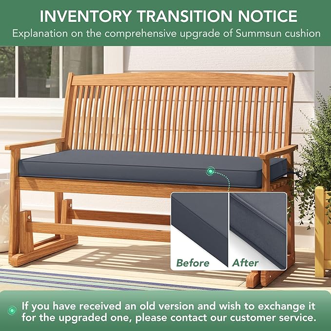 Outdoor Bench Cushion: Waterproof and Fade Resistant Patio Furniture Cushions - Non-Slip Bench Pad Cushion with Removable Cover for Garden Swing Porch Sofa Settee, 48 x 18 x 3 Inch, Dark Grey