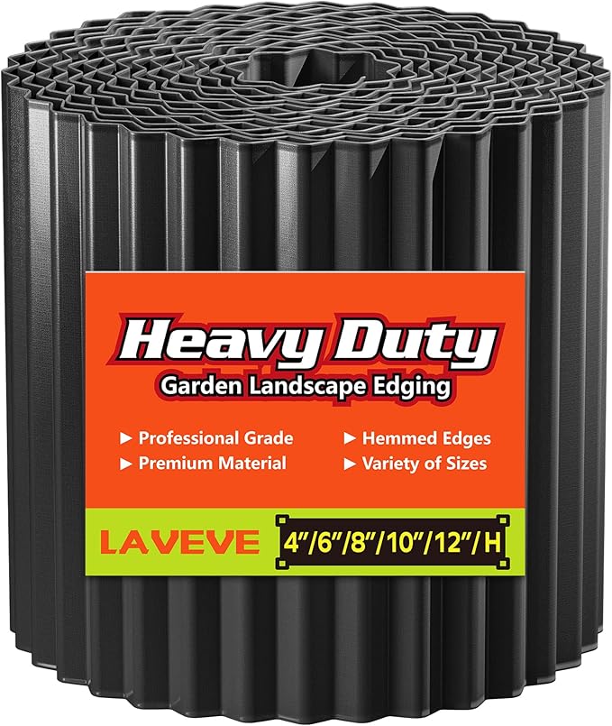 Corrugated Metal Garden Edging 6" x 20Ft, Landscape Edging Border for Lawn, Flower Bed, Garden Fence, Paver Edging (Black)
