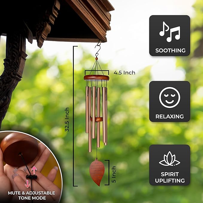 Best Memorial Wind Chimes for Outside - 32.5" Sympathy Wind Chimes Memorial Gifts for Loss of Loved One - in Remembrance Gifts - Best Bereavement Gift Idea for Loss of Loved One - Unique Funeral Gift