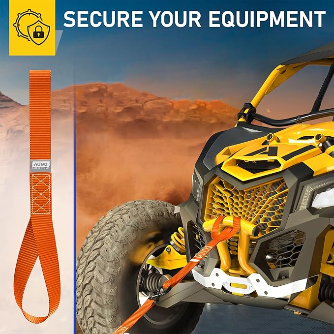 AUGO Heavy Duty Soft Loops –Pack of 6-1.5” x 17” Tie Down Anchor Straps for Use w/Ratchet Strap Hooks – 3000Lb Load Capacity & 10,000Lb Break Strength – Great for Motorcycle, Bike, Roof Rack, Etc.