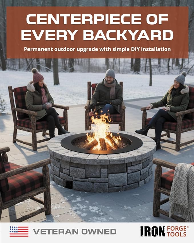 Heavy Duty Metal Smokeless Permanent Fire Pit Ring 30 inch Outer/24 inch Round Fire Pit Insert Liner for Outdoor, Firepits for Outside, Fire Pit Ring (30x24x10 Inch), Patent Pending