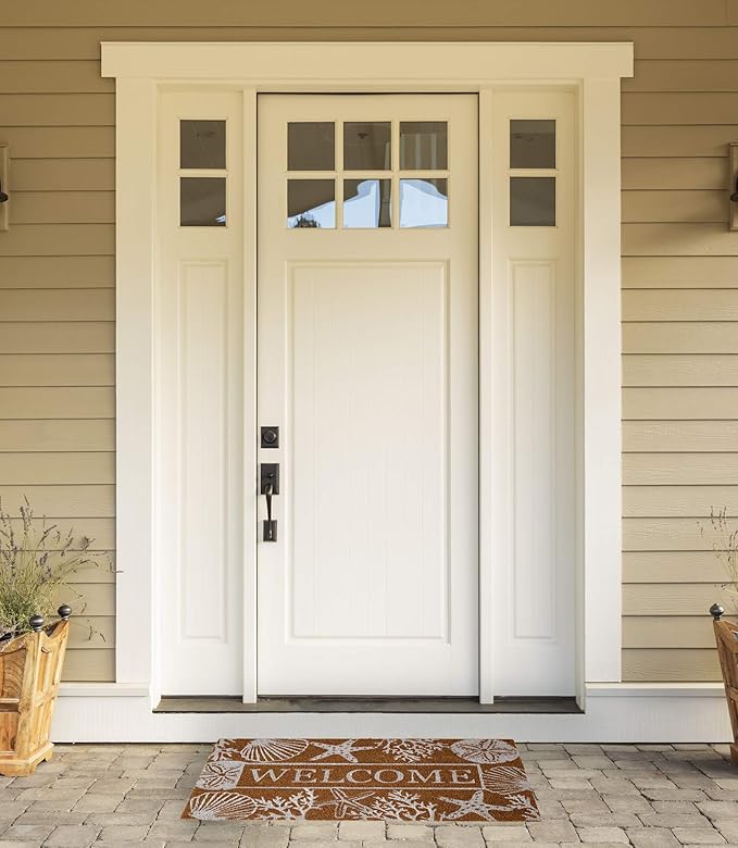 DII Natural Coir Doormat Outdoor Welcome Mat, 17x29, Seashells
