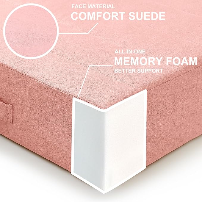 Floor Pillow - PinkJKMAX 22 inches Floor Pillow for Adults - Large Meditation Cushion with Thick Foam - Premium Outdoor Square Floor Cushion Seat - Yoga Pillow for Sitting On Floor - Pink
