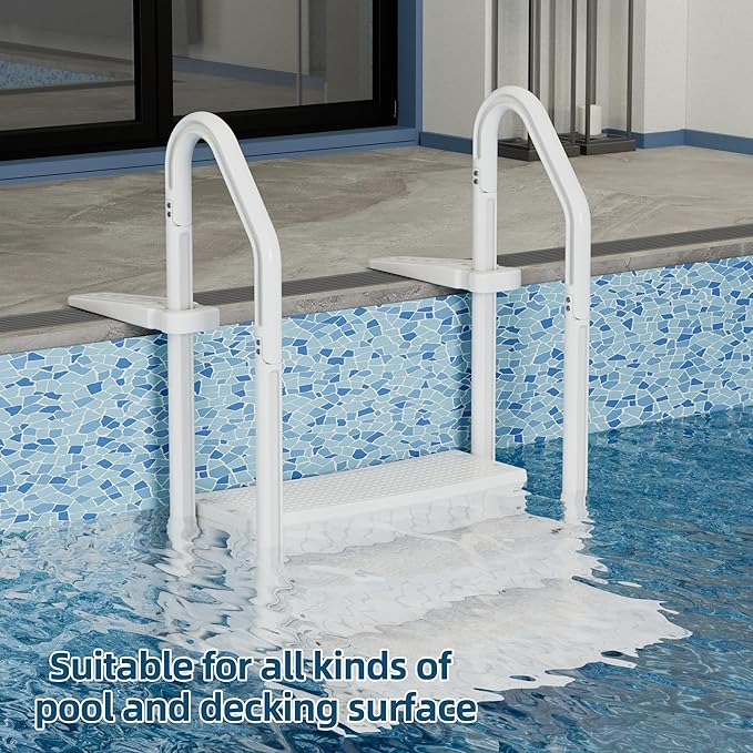 Pool Ladder, 3-Step Pool Stairs with Double Handrails and Non-Slip Steps for 36-50” Above Ground and In-Ground Pools, White