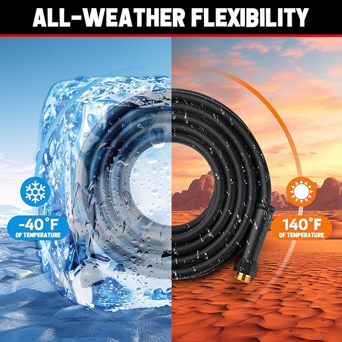 Garden Hose 50 ft x 5/8", NON-EXPANDABLE Heavy Duty Premium Flexible Water Hose, No Kink, Leakproof, Lightweight Hybrid Hose with Male to Female Fittings for Household、Backyard