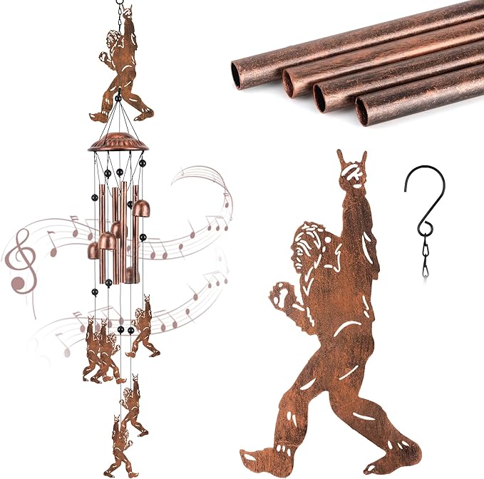 Outdoor Wind Chimes Big Foot Sasquatch Gifts Metal Windchimes for Men/Women/Memorial Gift Metal WindChimes for Outside/Indoors, Home, Lawn, Porch, Patio, Garden Decor
