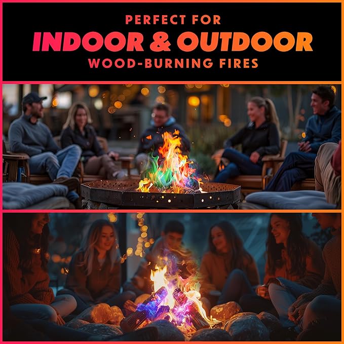Magical Flames Fire Color Packets (50 Pack), Vibrant Multi-Color Fire for Fire Pits, Campfires, Bonfires & Fireplaces - Camping Essentials & Outdoor Party Accessories