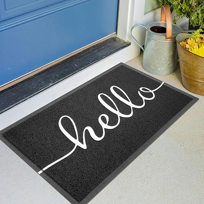 KILOCOCO Front Door Mat Hello Doormat Welcome Mats Outdoor Mat Low Pile Entrance Non-Slip Outdoor Doormats High Traffic Area Rubber Backed Entry Rugs for Kitchen Indoor,24"x36"