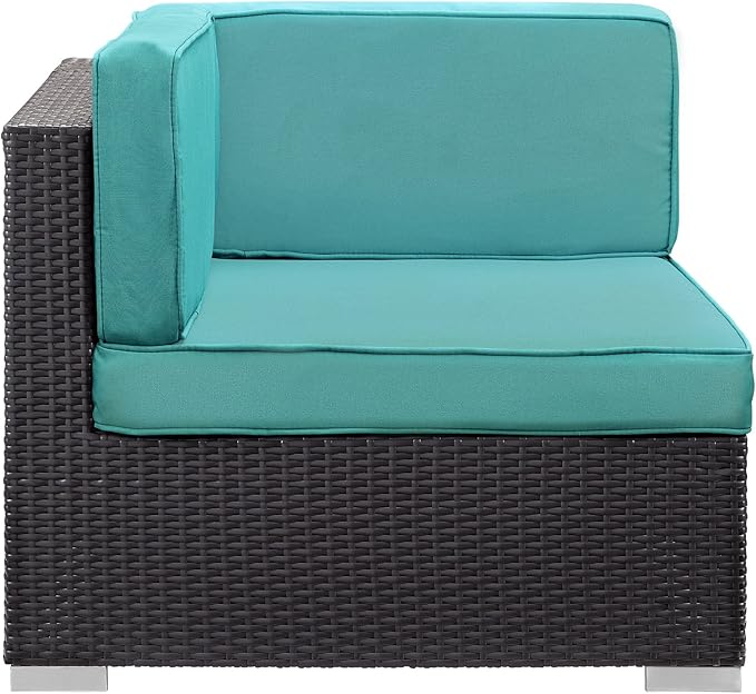 Modway Convene Corner Sectional Outdoor Patio (Set of 2), Espresso Turquoise