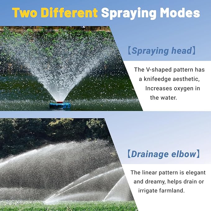Pond Aerator Fountain, 15000 GPH 1HP 110V 750W Floating Fountain Pump, Fit for Large Small Outdoor Ponds Lakes - with 100 Feet Power Cord & Timer Fully Automatic Stainless Steel Aerator