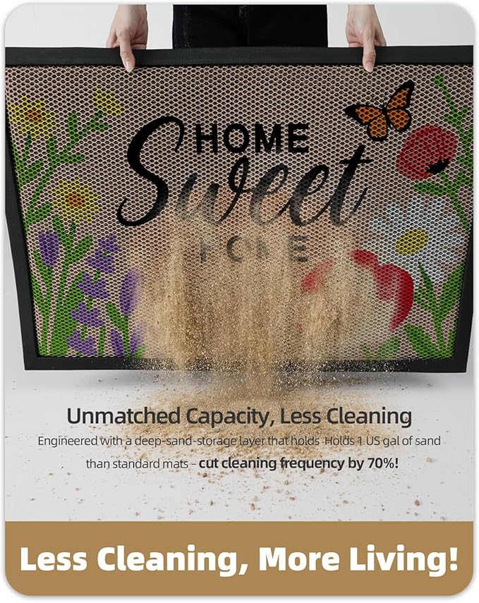 Color&Geometry Outdoor Door Mat, Resilient & Flexible Non-Slip Door Mat 24"x36", Dirt Trapping Waterproof Doormat, Welcome Mat for Porch, Patio & Entryway, Blossom Beige