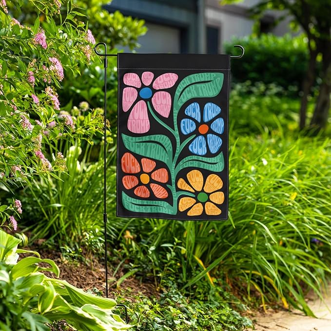 Resist Garden Flag 12x18 Inches - Double sided floral design subtle anti protest logo courtyard outdoor terrace windows porch (Garden)