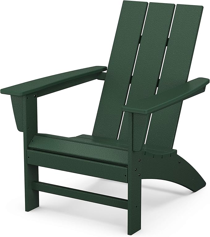 POLYWOOD Stackable Adirondack Chair, Green, Polyethylene