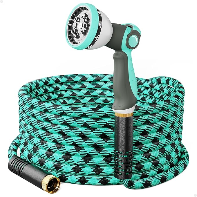 WELLUCK 25 FT Garden Hose - Ultra-Strong 3750D, Flexible Water Hose, Lightweight Non-Expanding hose with 10 Function Sprayer, Leak proof, Pressure Resistant for Yard, Outdoor