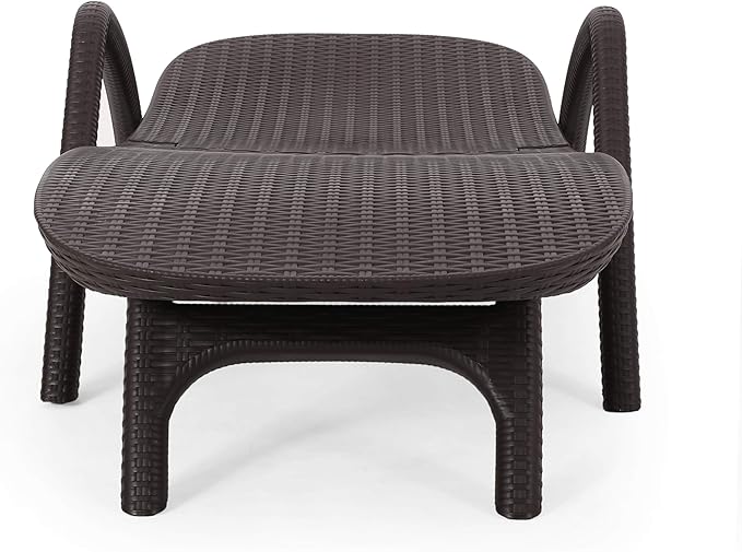 Christopher Knight Home Blanche Outdoor Faux Wicker Chaise Lounge, Dark Brown