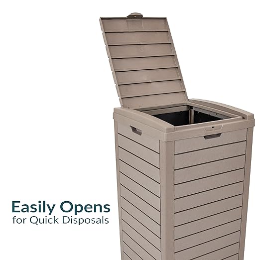 Sunnydaze 78-Gallon Double Patio Trash Can with Lid - Outdoor Garbage Can with Drip Trays - Weather-Resistant Resin - Light Gray