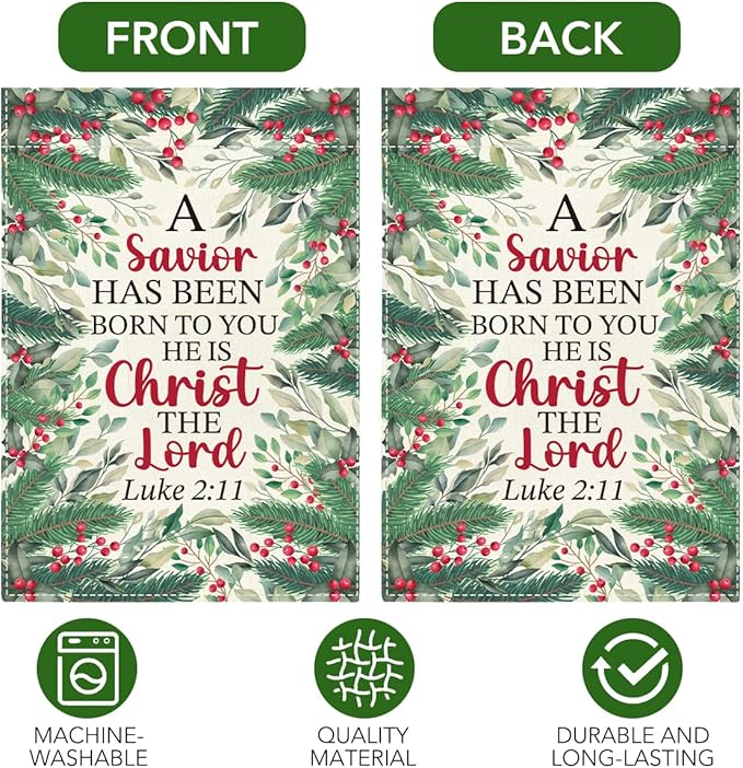 Religious Scripture Christmas Garden Flag Xmas Christian Nativity Winter Holiday Outside Outdoor Lawn Decorations Yard Flag Double Sided 12x18 Inch