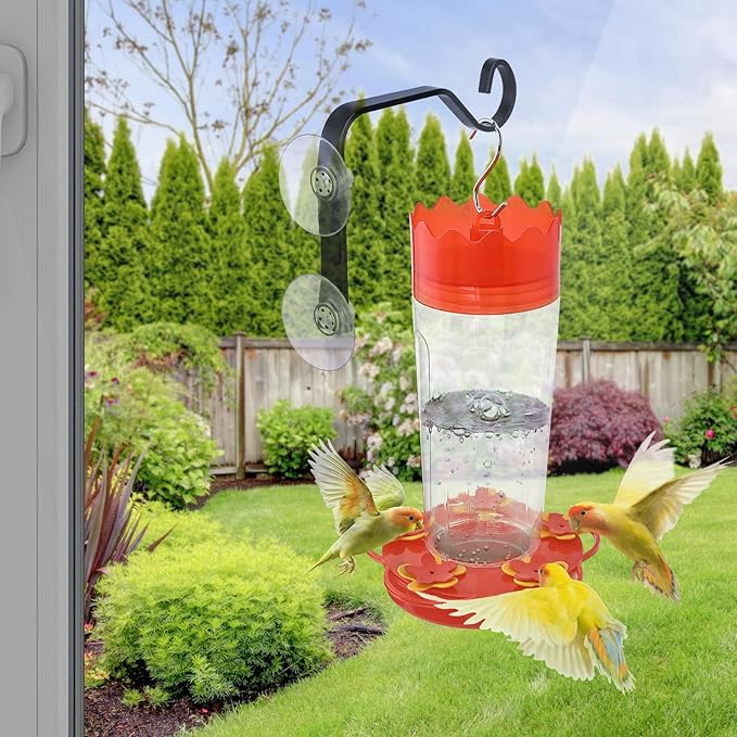 2 Pcs Heavy-Duty Window Suction Cup with Hanger, Window Mounted Wildlife, Hummingbird, Bird Feeders, Decorative Birdhouses, Wind Chimes & Plants, Strong Load-Bearing Hanging Hook