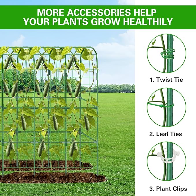 2 Pack 65in Tall Cucumber Trellis for Raised Bed, 50" L x 65" H Metal Garden Trellis for Climbing Plants Outdoor, U-Shape Vegetables Trellis Support for Squash Zucchini Peas Grape Flowers