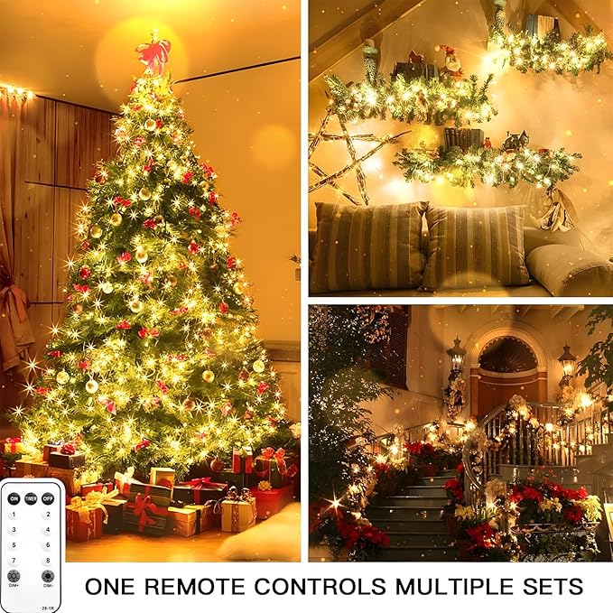 suddus 200 Led Connectable Christmas Lights Outdoor Waterproof, 66ft Fairy Lights Plug in with Remote, Warm White Christmas Tree Light Indoor for Bedroom, Dorm, Xmas Party, Porch, Patio, Garden Decor
