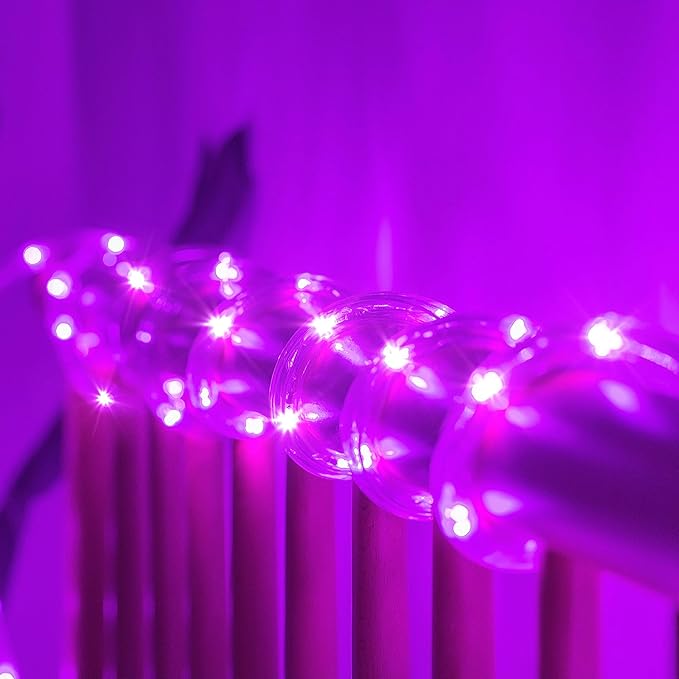 Waterproof LED Rope Lights, Connectable & Flexible with 8 Modes, Outdoor Lighting for Deck, Garden, Pool, Patio & Christmas Decor (Purple, 20ft)