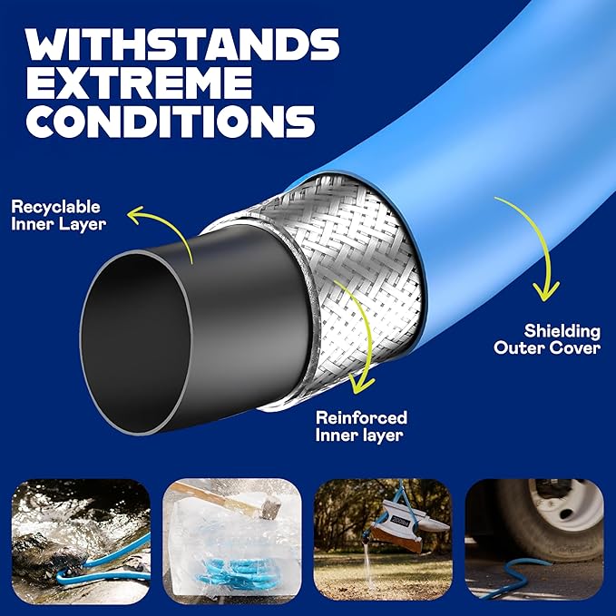 INVICTUS 25 Ft Garden Hose with Sprayer Nozzle, 2-Layer Heavy Duty Drinking RV Water Hose 25 Ft x 5/8 in. Flexible, Lightweight, NON Expandable, Kink Resistant, Easy Connect Fittings, 400 PSI
