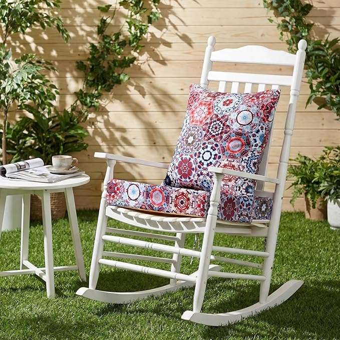 Hoteam 4 Set Outdoor Chair Patio Cushions Deep Seat Waterproof Chair Cushions 20 x 20 Inch for Patio Furniture Set Replacement Removable Seat and Back(Ethnic Style)