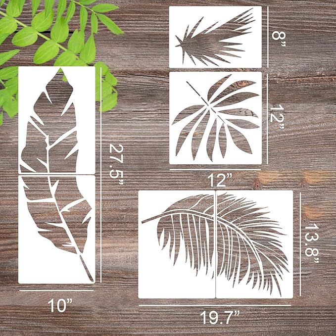 Large Leaf Stencils for Painting on Walls Fern Palm Stencil Tropical Leaves Wall Stencils for Crafts Furniture Wood Fabrics