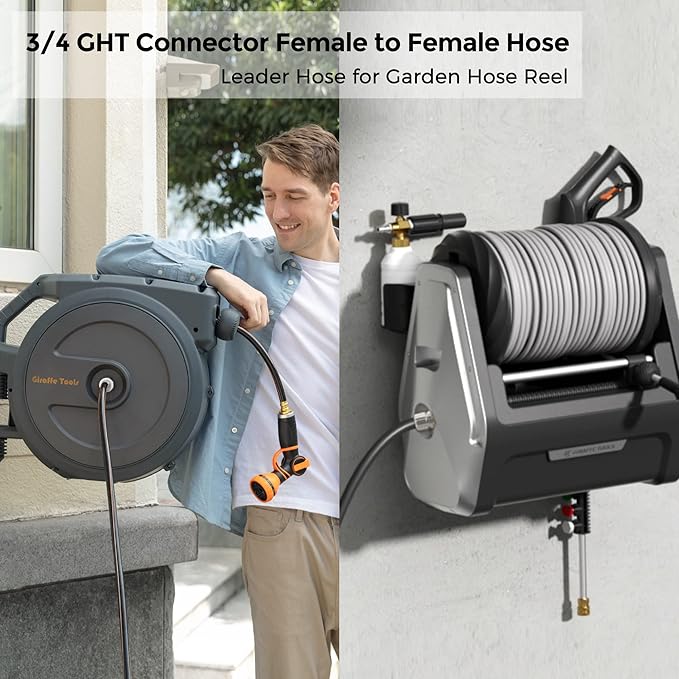 Giraffe Tools Garden Hose 8ft x 5/8", Custom Length, Heavy Duty, No Kink, Flexible, Rubber Garden Hose, Leakproof Water Hose, 8ft Female to Female Hose, 600 Burst PSI