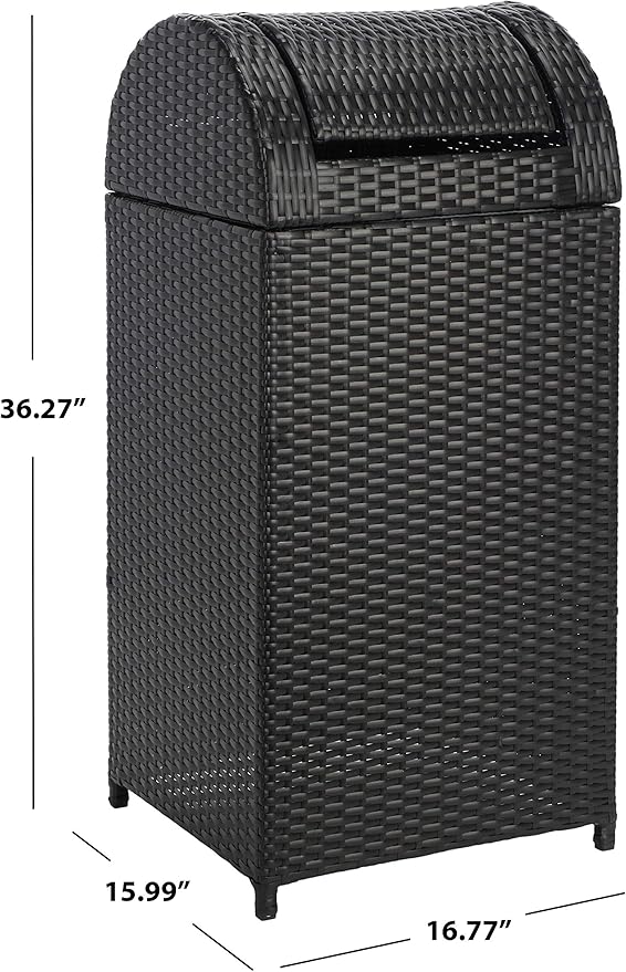 Safavieh Outdoor Collection Serapis Black Wicker Trash Bin