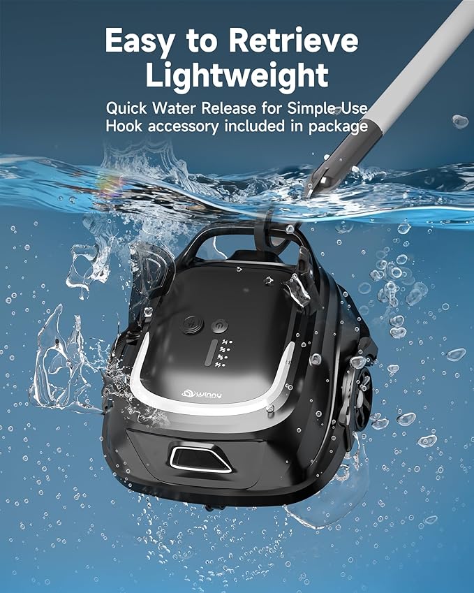 (2026 Upgraded) A1 Robotic Pool Vacuum for Above Ground Pools, Dual Filters, Self-Parking, 120-Min Runtime & 2.5h Fast Charging, Powerful Suction, Ideal for Flat Pools up to 1076 sq.ft (Black White)