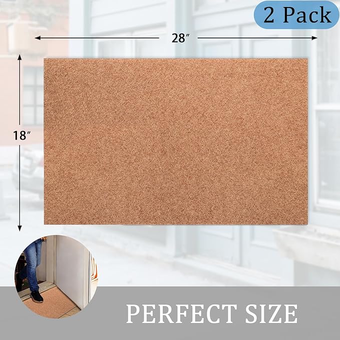 AAZZKANG Set of 2 Door Mats Outdoor Multi-Purpose Blank Doormat Non Slip Shoe Mat Ultra Absorb Mud Easy to Clean t for Outside,Inside,Garden Entrance Brown