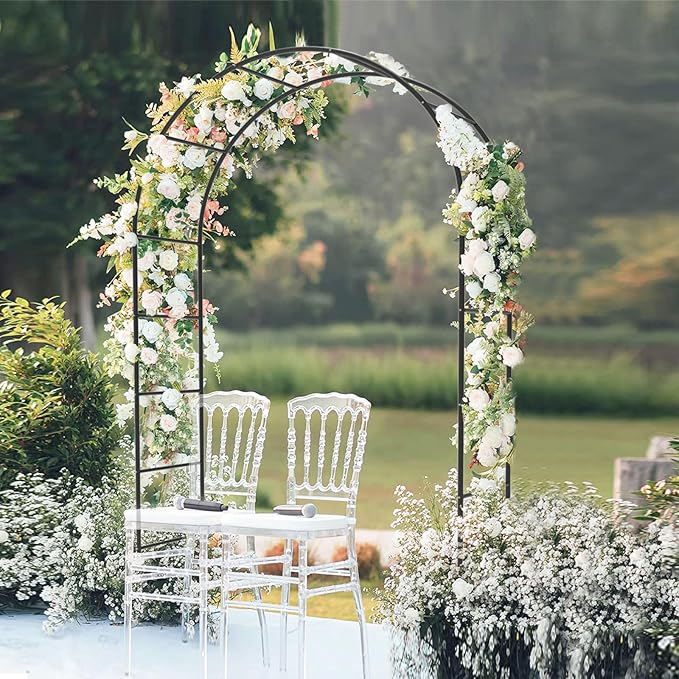 Garden Arch Trellis for Climbing Plants Outdoor - Height: 94.5", Width: 55", Sturdy Metal Garden Arbor with Rust-Proof Coating, Garden Arch for Wedding Decorations and Balloon Arch Stand