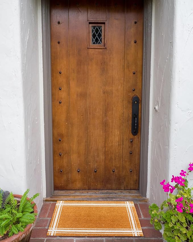 KAF Home Coir Doormat with Heavy-Duty, Weather Resistant, Non-Slip PVC Backing | 17 by 30 Inches, 0.6 Inch Pile Height | Perfect for Indoor and Outdoor Use (White)