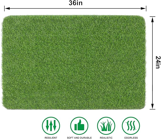 Artificial Grass Door Mat, Turf Grass Front Door Mats Outdoor/Indoor, Realistic Fake Grass Rug for Entrance, Dog, Patio, Camper, Home Decor, 24" x 36"