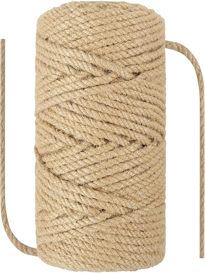 Natural Sisal Cat Scratching Twine, 5mm 50 Meters Heavy Duty Rope for Cat Tree & Scratching Post Replacement, DIY Cat Scratcher, Furniture Protector, Pet Play
