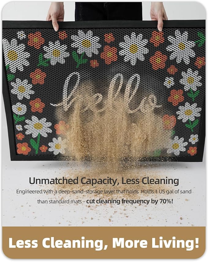 Color&Geometry Outdoor Door Mat, Resilient & Flexible Non-Slip Door Mat 24"x36", Dirt Trapping Waterproof Doormat, Welcome Mat for Porch, Patio & Entryway, Daisy Cream