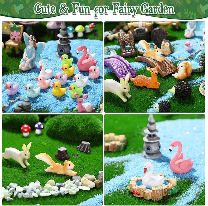 Unittype 120 Pieces Garden Kit Accessories Garden Animals Miniatures Fairies Miniature Figurines Micro Landscape Ornaments DIY Kit for Outdoor Yard Lawn