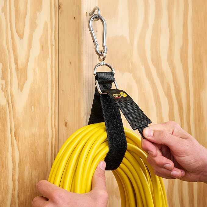 Hook 'n Hang Wrap-It Storage Straps - 18" (2-Pack) Blaze Orange - Hose and Extension Cord Storage Accessories for Garage Organizing