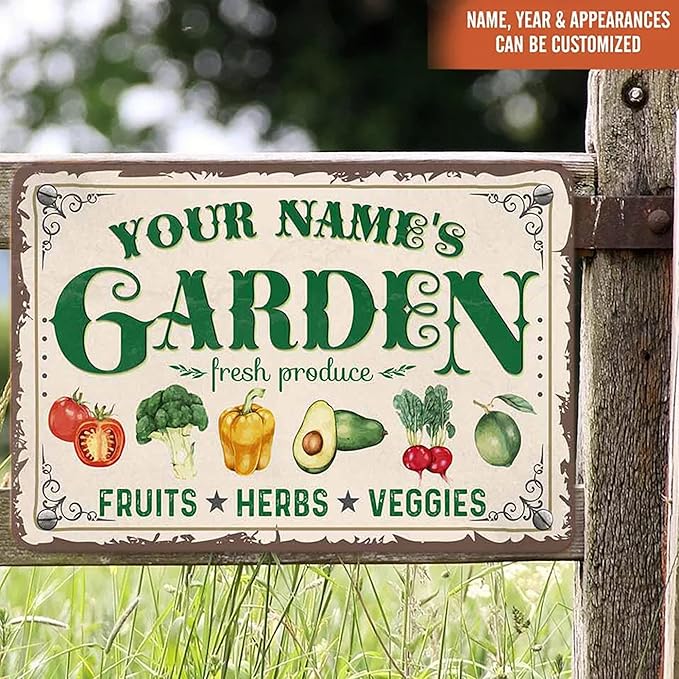 Personalized Metal Signs with Name Made in USA Custom Vintage Garden Sign Waterproof Vintage Decorative Metal Print for Wall Decor Customized Home Garden Ideas Gifts Artwork Prints for Yard Ourdoor