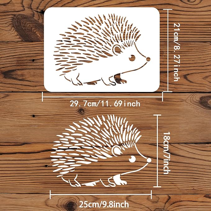 FINGERINSPIRE Hedgehog Stencil - 11.7x8.3inch Reusable Hedgehog Painting Template for Wall, Floor, Furniture, Wood and Paper