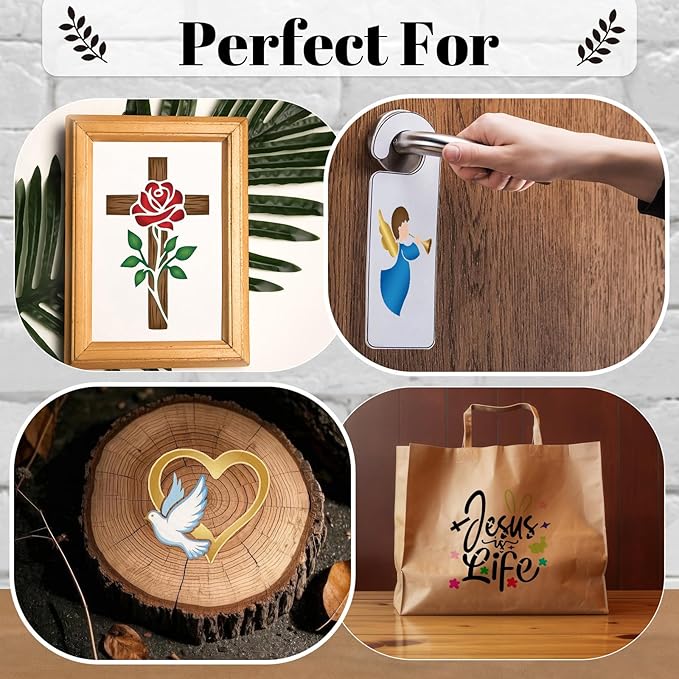 Marspark 66 Pcs Spring Easter Small Stencils for Crafts Reusable 3 Inch Stencils for Painting on Wood DIY Craft Paint Template for Wall Home Decor Card Rock Canvas Drawing Holiday (Jesus)