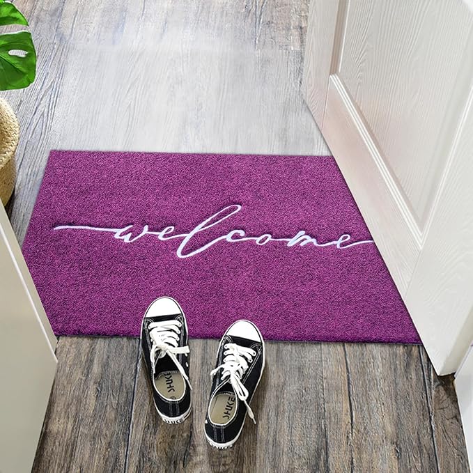 AAZZKANG Purple Outdoor Mat Front Door Entrance Indoor Welcome Doormat Durable,Easy to Clean Anti Slip Rubber Door Mat Decorative