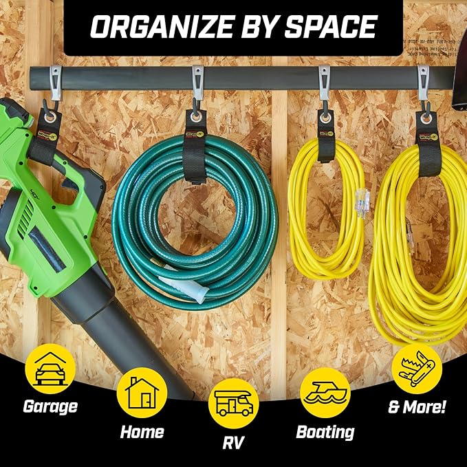 Heavy-Duty Wrap-It Storage Straps (Assorted 6 Pack) - Garage Storage Extension Cord Management Cable Straps for RV Accessories and Shed Organizer